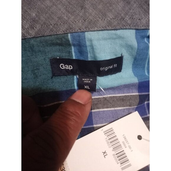 New Gap Mens Shirt Size XL Blue & Purple Checkered Original Fit Button-Up - Picture 9 of 12